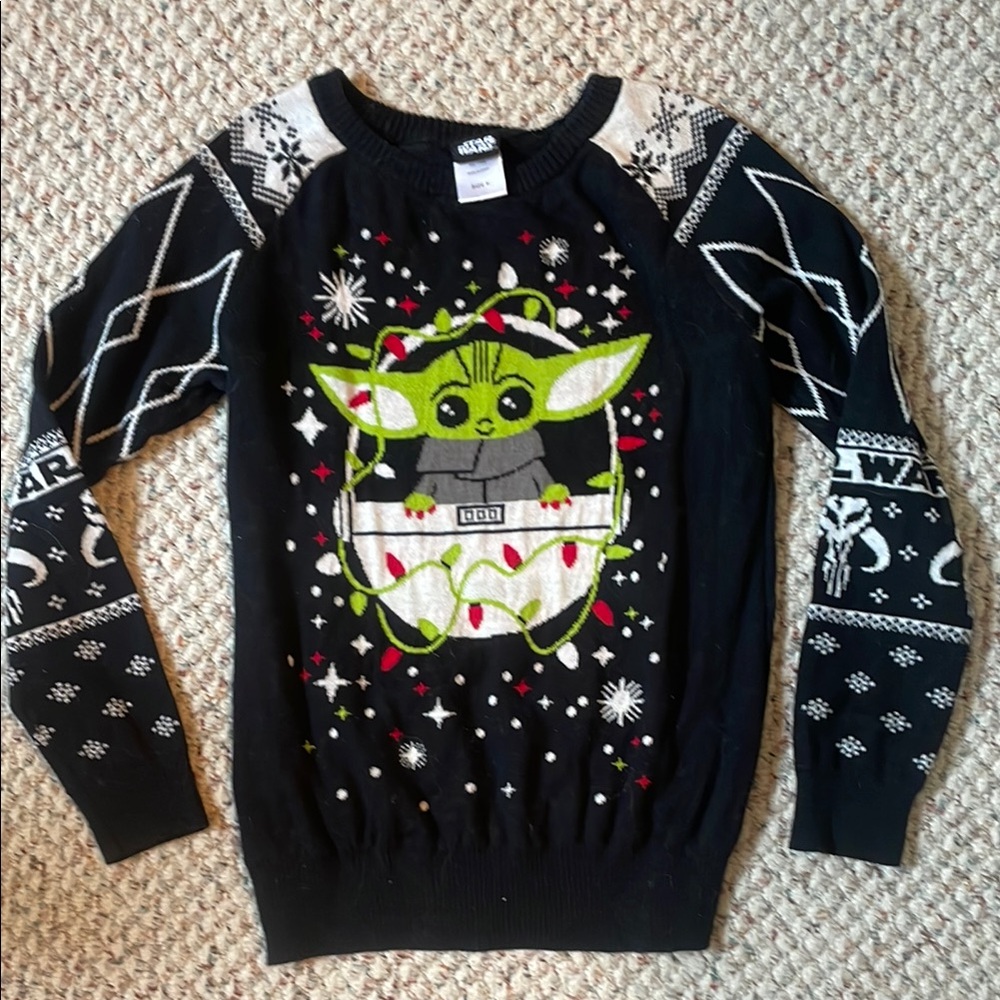 Star Wars Black Sweater with Green Baby Yoda